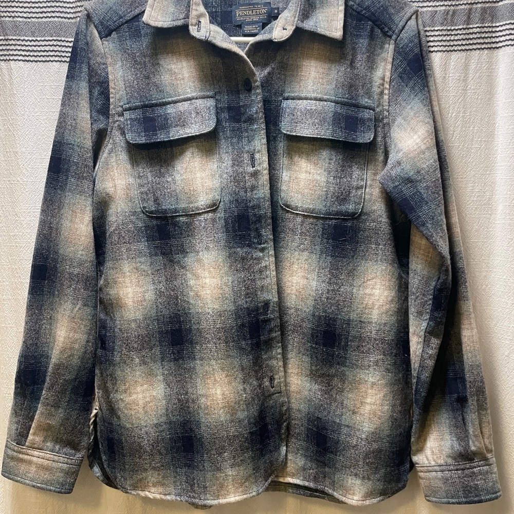 Pendleton Navy and Cream Plaid Button Down Shirt